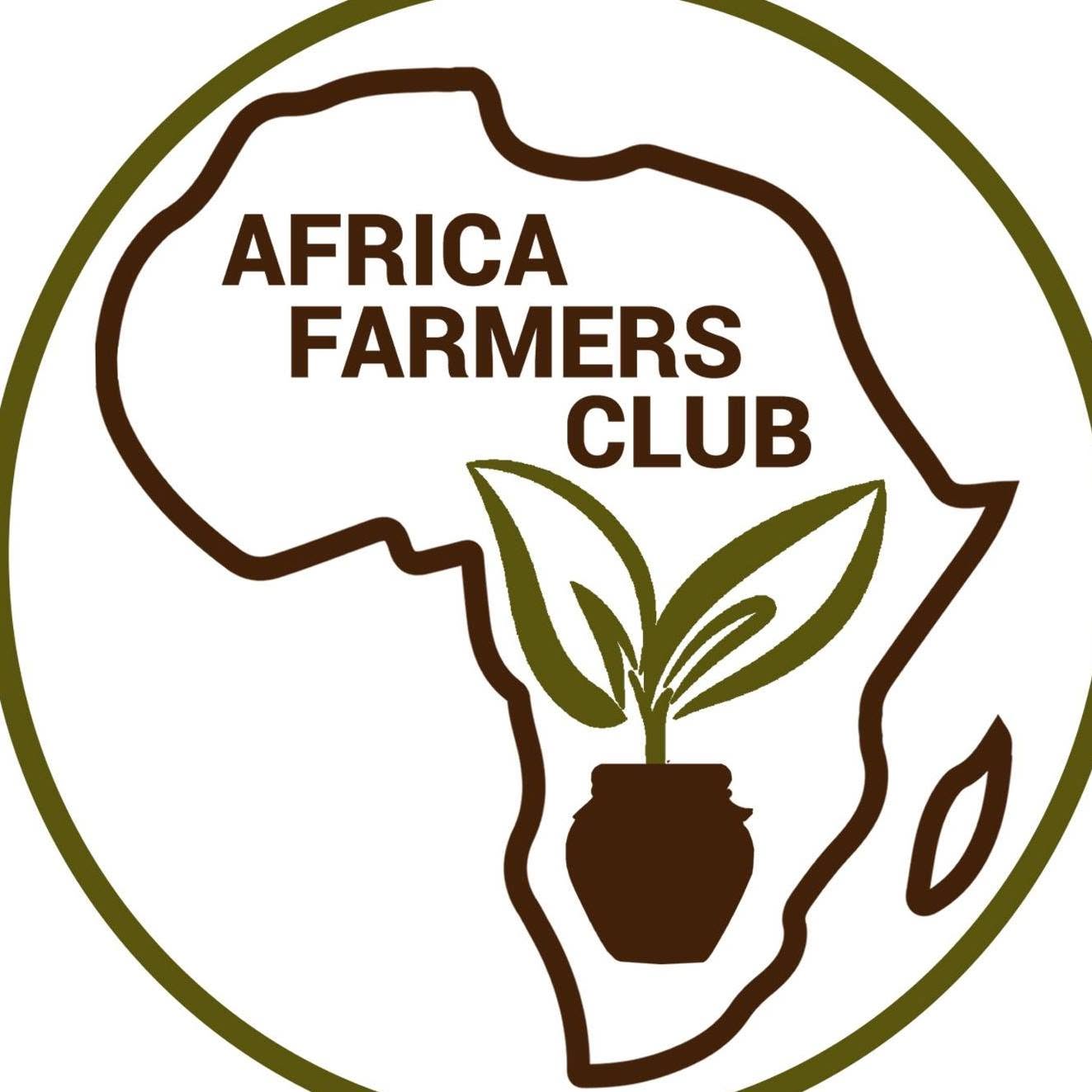 Africa Farmers Club logo - Africa outline with a potted seedling