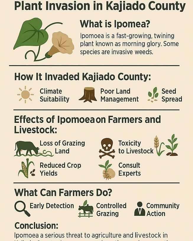 AFarmers infographic on invasive Ipomoea plants in Kajiado County